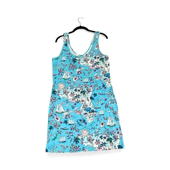 Lilly Pulitzer Newberri Florida Tank Amalfi Blue Roadtrip Sleeveless Dress - Picture 9 of 9